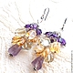 earrings 'among the flowers' (ametrine, citrine, amethyst, quartz)), Earrings, Moscow,  Фото №1