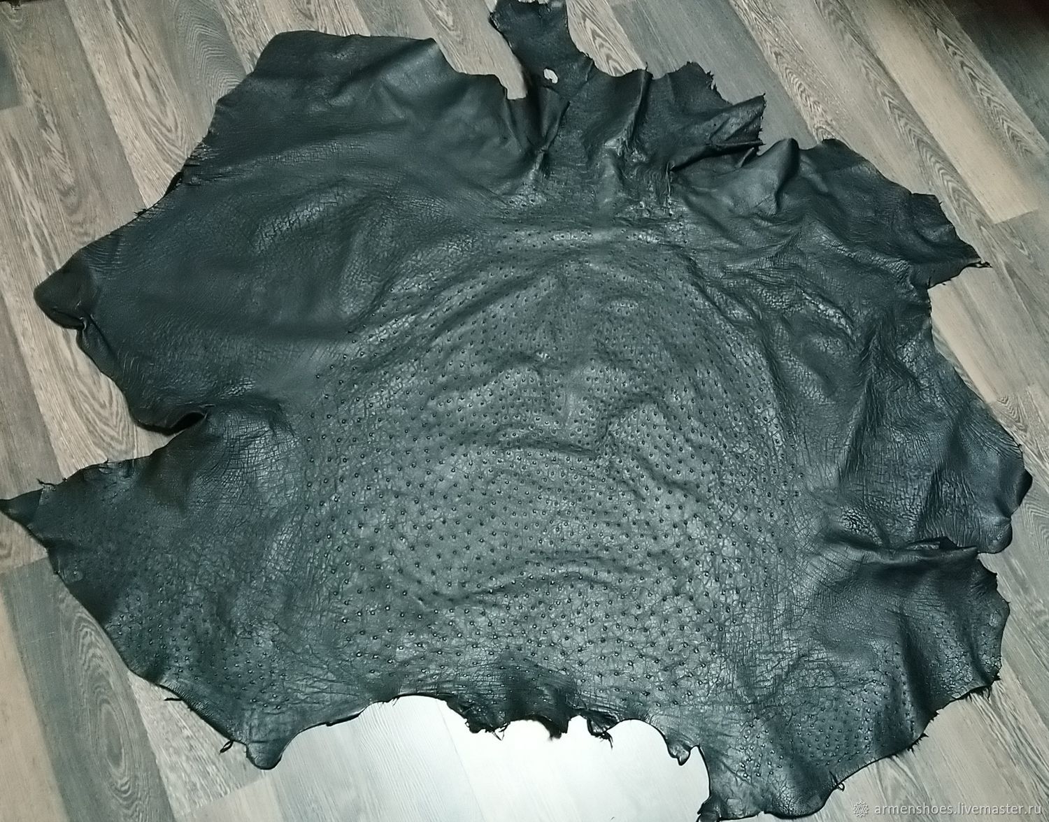 Ostrich leather, soft finish, in black купить на Ярмарке Мастеров