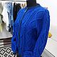 Синий вязаный кардиган на молнии. Бомберы. ShAmi_knitwear. Ярмарка Мастеров.  Фото №4