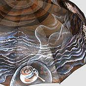 Шелковый платок с ручной росписью "В лунном сияньи" шаль с бахромой
