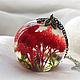 Transparent ball Pendant with red grass and moss made of epoxy resin. Pendant. Creative workshop. Online shopping on My Livemaster.  Фото №2
