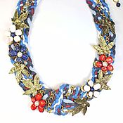 Украшения handmade. Livemaster - original item Necklace Marine Botany Coral Lapis Lazuli Pearls Textiles. Handmade.