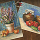 Painting Pastel Still Life Flowers set of 2 pcs Rustic Still Lifes, Pictures, Moscow,  Фото №1