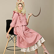 Одежда handmade. Livemaster - original item Cotton dress with ruffles in pink. Handmade.