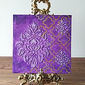 Картины и панно handmade. Livemaster - original item Monogram panel! purple background, acrylic, cardboard. Handmade.