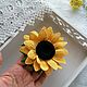  В подсолнухах. Брошь-булавка. Knitted flowers. Ярмарка Мастеров.  Фото №4