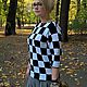пуловер "шахматный блиц". Одежда женская. Olga ателье вязанных изделий. Интернет-магазин Ярмарка Мастеров.  Фото №2