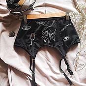 Underwear made of thin black and white lace