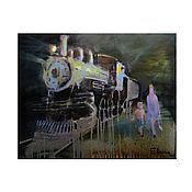 Картины и панно handmade. Livemaster - original item Pictures: Evening train. Loose brush and smudges.. Handmade.