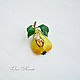 Brooch made of leather Ripe yellow pear with beading and Swarovski. Brooches. flowersstyle (flowersstyle). Online shopping on My Livemaster.  Фото №2