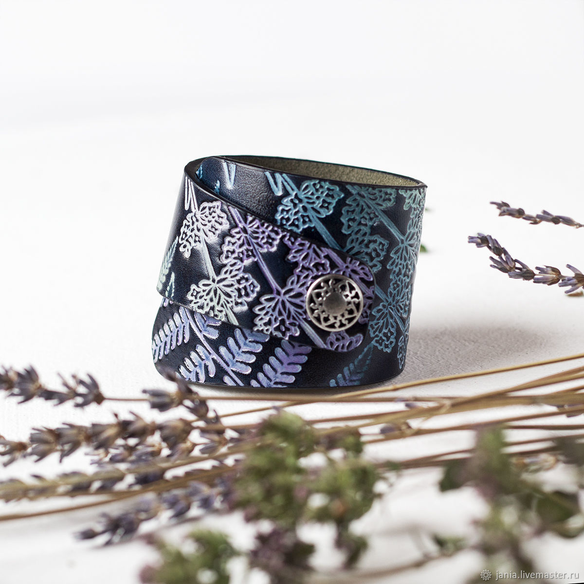 Leather bracelet, collection of herbs, Cuff bracelet, Ivanovo,  Фото №1