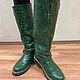 Boots 'Casual green crocodile' black sole, beige rant. High Boots. Roman (Hitarov). Ярмарка Мастеров.  Фото №5