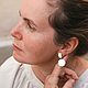 Серьги с кахолонгом и лотосом. Серьги-пусеты. Ювелирные изюминки украшения. Интернет-магазин Ярмарка Мастеров.  Фото №2