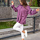 NATALINI Льняная Рубашка  oversize с вышивкой Мандала фиолет меланж. Блузки. NATALINI. Ярмарка Мастеров.  Фото №14