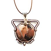 Soutache pendant, decoration suspension with natural stone Fish Sea