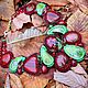 Red-green handmade beadwork necklace. Unique handmade gift for women. Jewelry Sets. Beaded jewelry by Mariya Klishina. My Livemaster. Фото №5