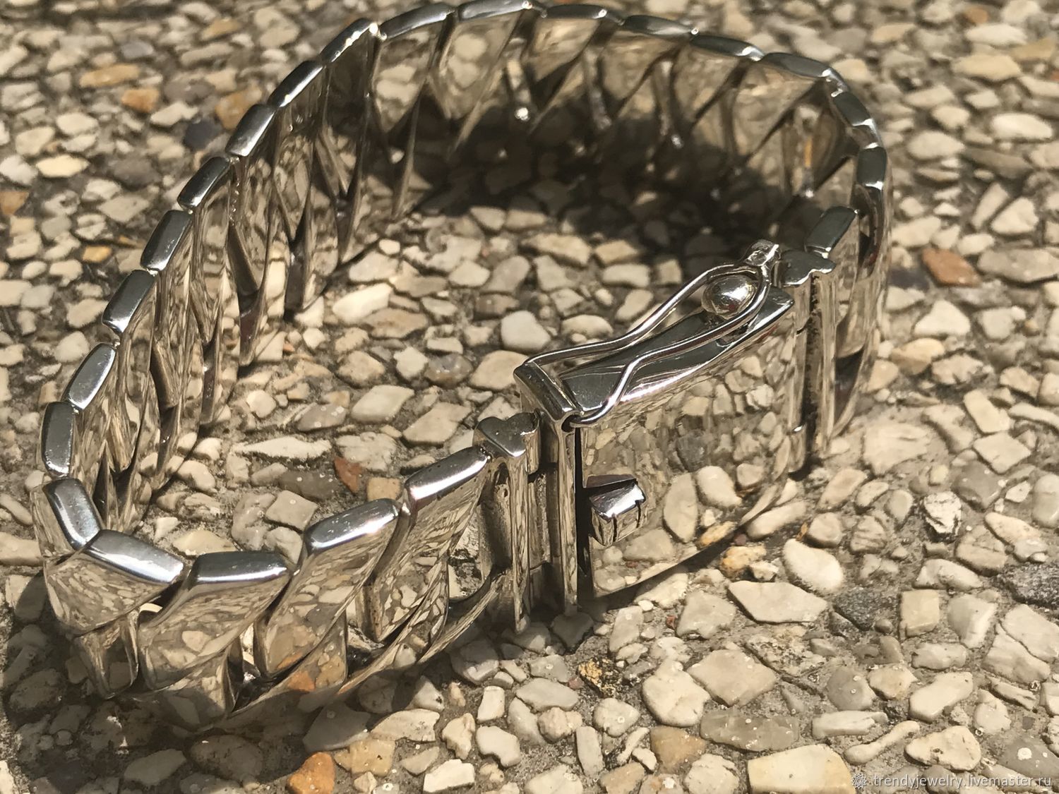 Массивный мужской браслет серебряный из 925 пробы