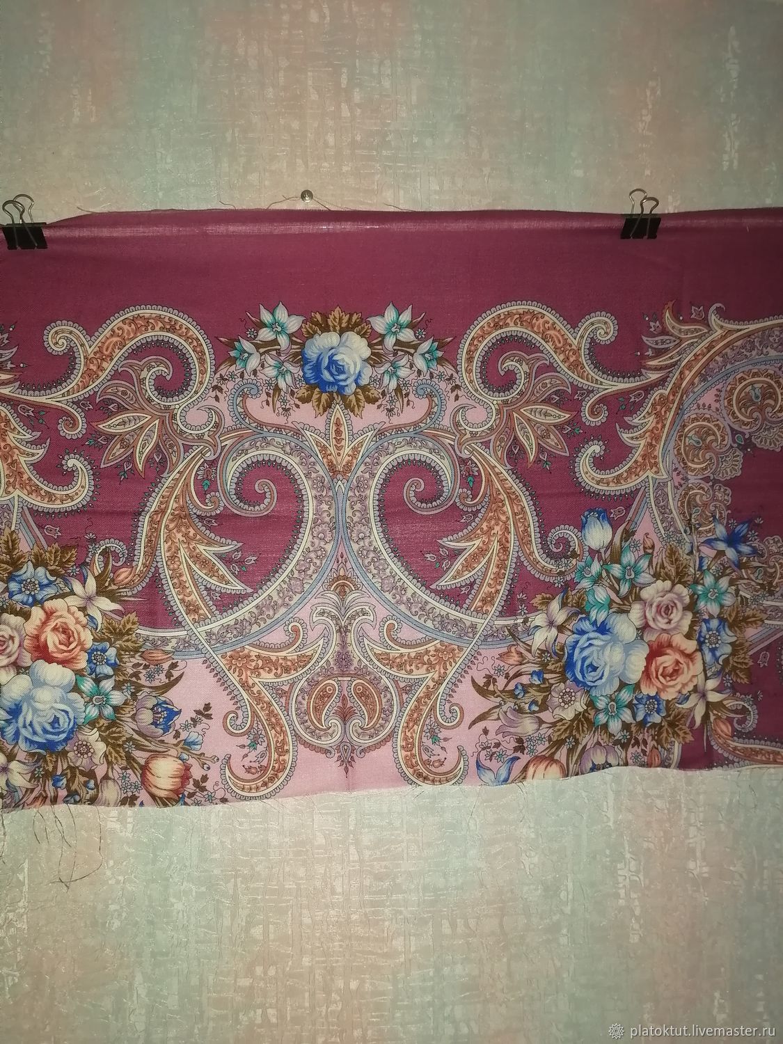 Лоскут№812 Павловопосадского платка купить в интернет-магазине Ярмарка Мастеров по цене 800 ₽ – VVAQKRU, Ткани, Павловский Посад - доставка по России