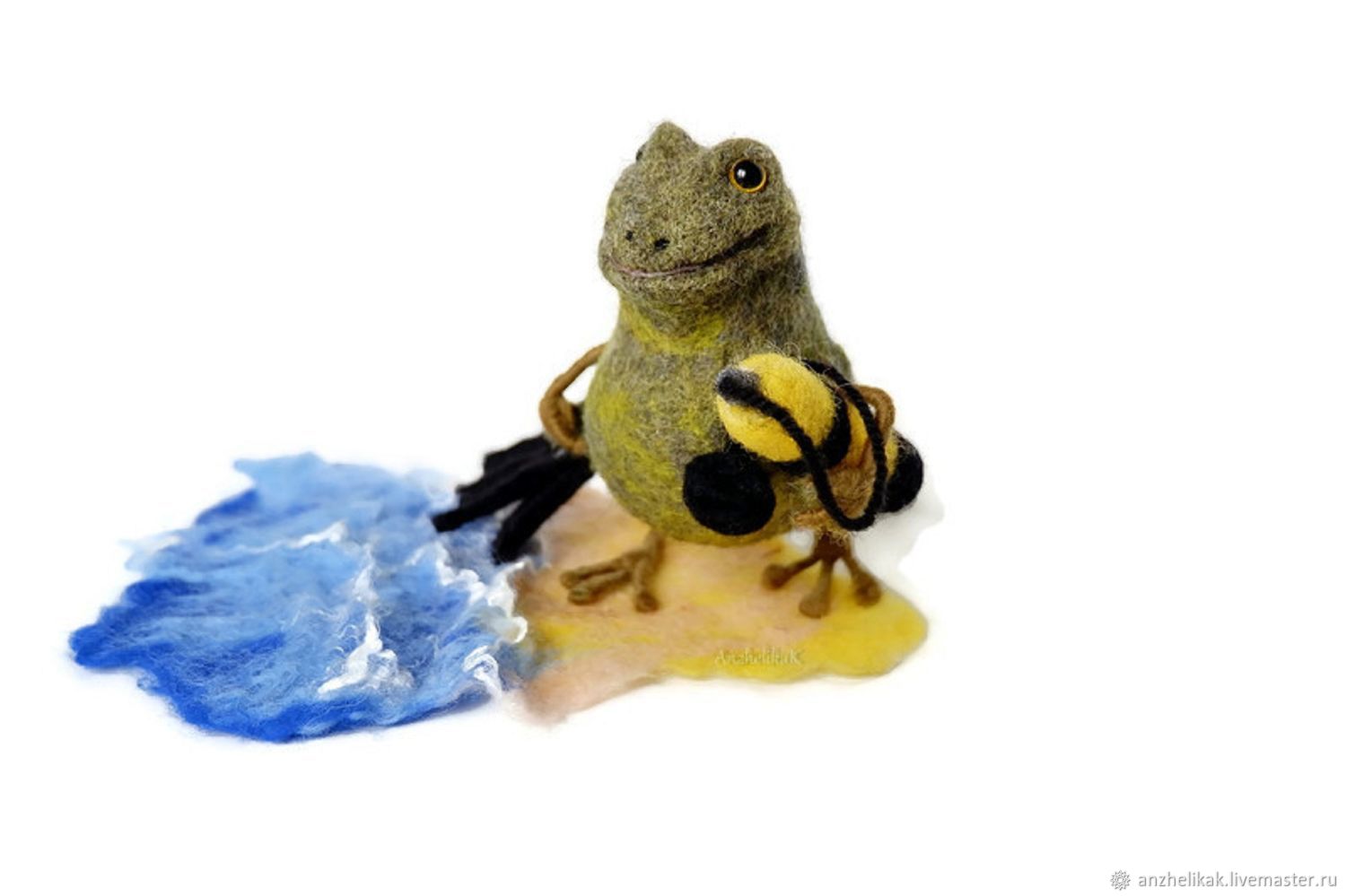A toad (frog)-a scuba diver, felted figurine, Interior elements, Rostov-on-Don,  Фото №1
