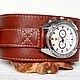Order Wristwatch on Dark Red Brown Wide Leather Bracelet. Made In Rainbow. Livemaster. . Watches Фото №3