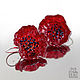 Earrings flowers Red poppy. Silver, lampwork glass, Earrings, Moscow,  Фото №1