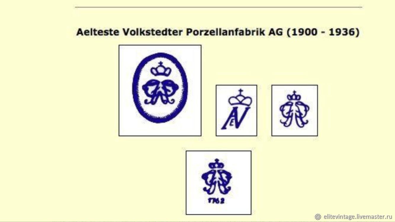 Клеймо на статуэтке. Клейма мануфактуры Volkstedt Германия по годам. Клейма фарфора Германии Volkstedt. Volkstedt фарфор клейма по годам. Aelteste Volkstedter фарфор клеймо.
