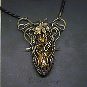 Украшения handmade. Livemaster - original item Necklace with amber brass Amber noon. Handmade.