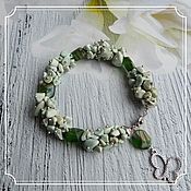 Украшения handmade. Livemaster - original item Bracelet made of turquoise howlite and Czech beads with a butterfly. Handmade.