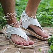 Обувь ручной работы handmade. Livemaster - original item Sandals Mens white leather low. Handmade.