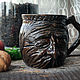  The head of a sleeping goblin, a dark mug with a face, Mugs and cups, Barnaul,  Фото №1