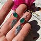 Заказать Серьги с зеленым ониксом "Листочек". Vadjra-jewelry. Ярмарка Мастеров. . Серьги классические Фото №3
