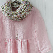 Одежда handmade. Livemaster - original item Soft pink boho blouse made of 100% linen. Handmade.