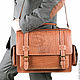 Leather briefcase 'Transformer' brown. Brief case. Russian leather Guild. My Livemaster. Фото №6