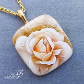 Украшения handmade. Livemaster - original item Flower pendants to order - jewelry painting on stone. Handmade.