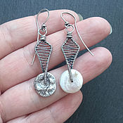 Украшения handmade. Livemaster - original item Silver Earrings with Moon Faces pearls (handmade silver). Handmade.