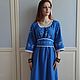 Dress with hand-printed (painted) in the boho style Fairy Tale blue. Dresses. Kupava - ethno/boho. My Livemaster. Фото №5