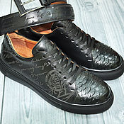 Обувь ручной работы handmade. Livemaster - original item Sneakers and belt, men`s set of calfskin and python leather.. Handmade.