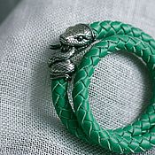 Украшения handmade. Livemaster - original item Snake Bracelet | Nickel Silver | Braided Leather. Handmade.