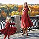 Красные платья для мамы и дочки. Платья. Mneimame. Интернет-магазин Ярмарка Мастеров.  Фото №2