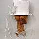 Order White satin top hat with 'Lady' veil for wedding. Felt Hats Shop. Livemaster. . Sombreros de la boda Фото №3