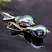 Украшения handmade. Livemaster - original item Gorgeous earrings in gold baroque pearls peacock Majorca. Handmade.