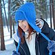 Шапка-ушанка вязаная УМА с подкладкой небесно-голубой, Шапка-ушанка, Санкт-Петербург,  Фото №1