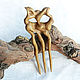 Hair clip made of wood 'Reed cat' (oak). Hairpins. OakForest Wooden Jewelry. Online shopping on My Livemaster.  Фото №2