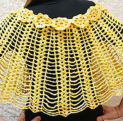 Одежда handmade. Livemaster - original item Poncho-Cape-pelerine crochet yellow openwork. Handmade.