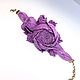 Handmade leather bracelet with flowers rose Dance Purple. Braided bracelet. ms. Decorator. Online shopping on My Livemaster.  Фото №2