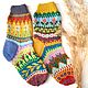 Вязаные жаккардовые носки с цветочками. Разноцветные носки в подарок, Носки, Москва,  Фото №1