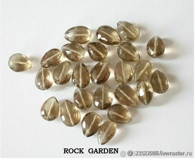 Rauchtopaz beads, drop with micro-cut (No. №100), Beads1, St. Petersburg,  Фото №1