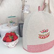 Для дома и интерьера handmade. Livemaster - original item Hot water bottle for teapot handmade cross stitch strawberry. Handmade.