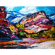 Картины и панно handmade. Livemaster - original item Oil painting Crimea mountain landscape with lake. Handmade.