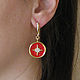 Order Red Enamel Earrings, Star earrings, circle earrings. Irina Moro. Livemaster. . Earrings Фото №3